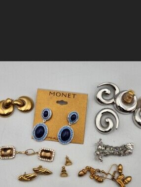 Monet Vintage Runway Decor Gold / Silver Tone Earrings Lot Of 9